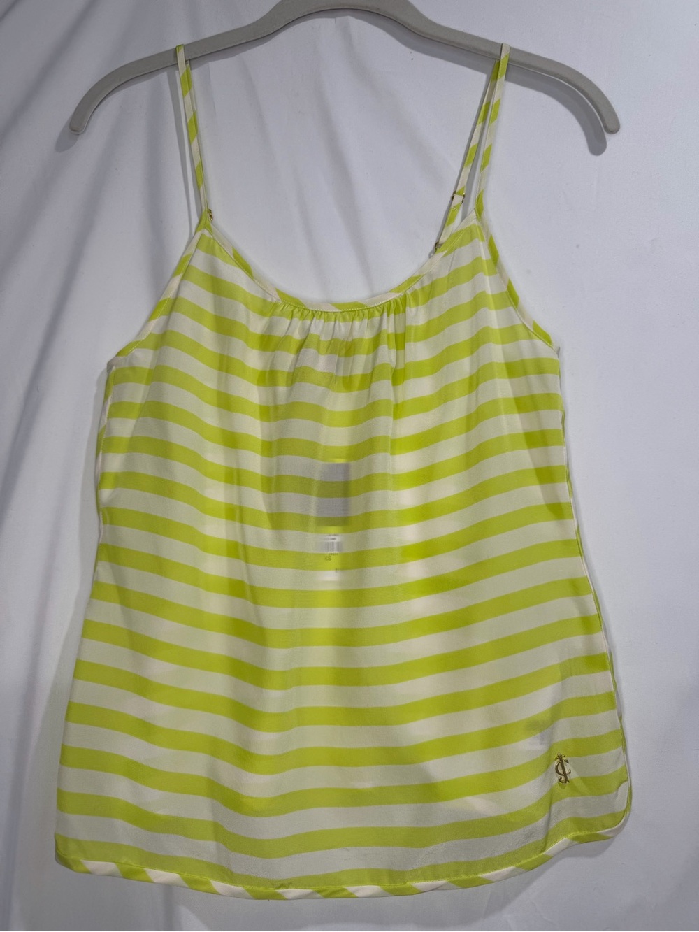 Juicy Couture Yellow and Cream Striped Spaghetti Strap Camisole Y2K
